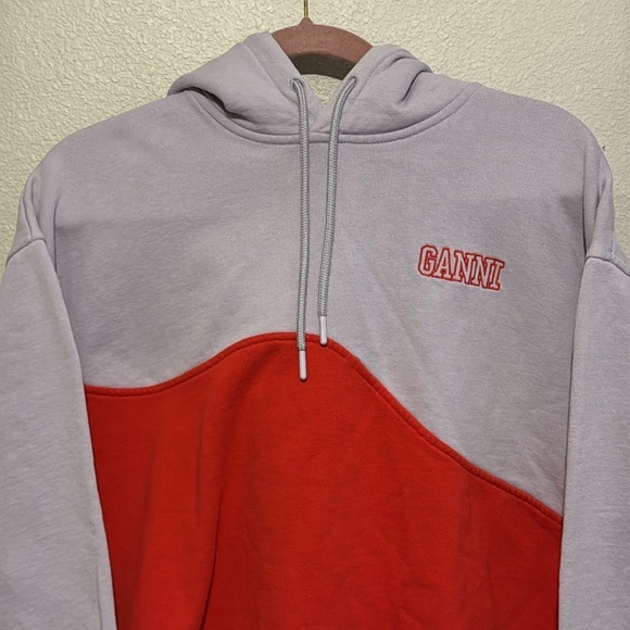 GANNI Software Wave Logo Oversized Hoodie Colorblock Fall Winter - Picture 3 of 8